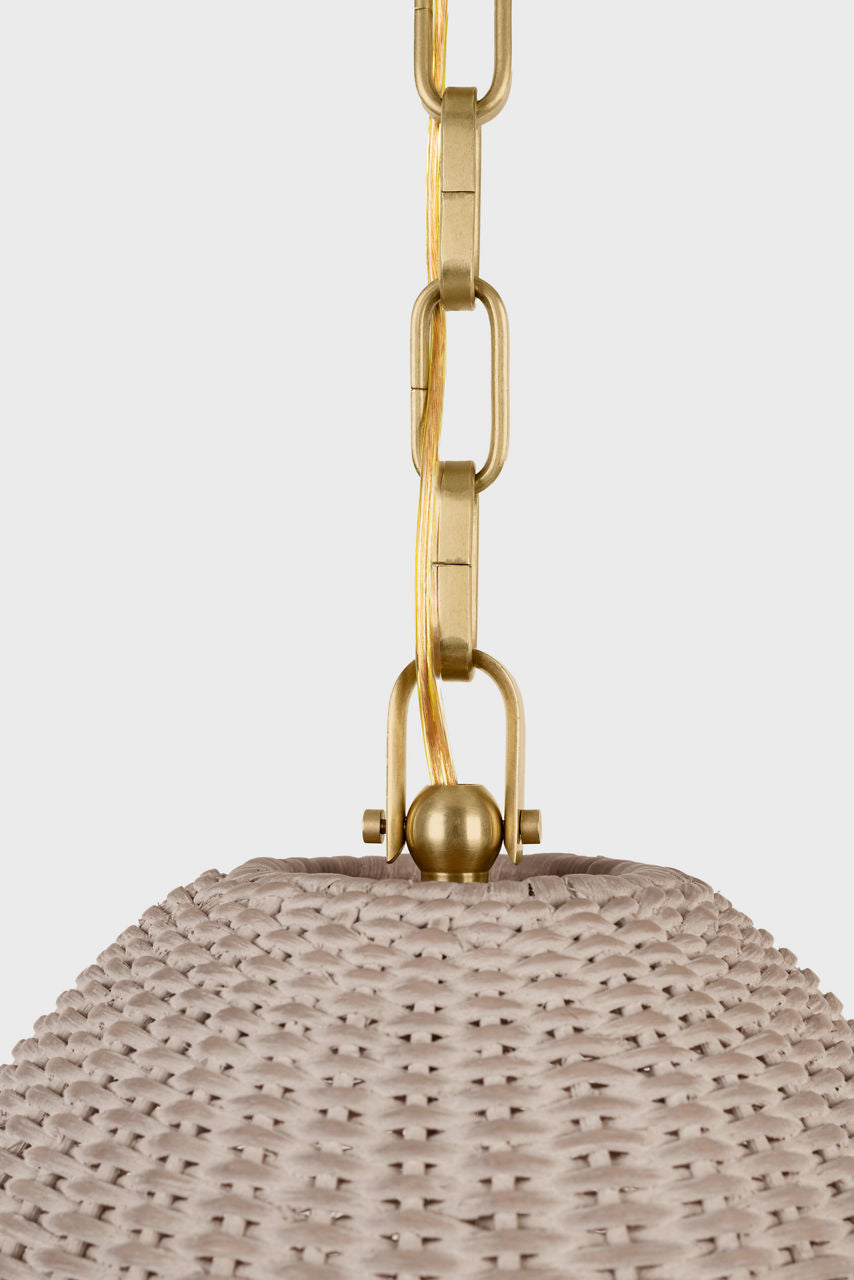 Kokomo 12" Pendant | Antique-Burnished Brass | Ash Wicker Shade