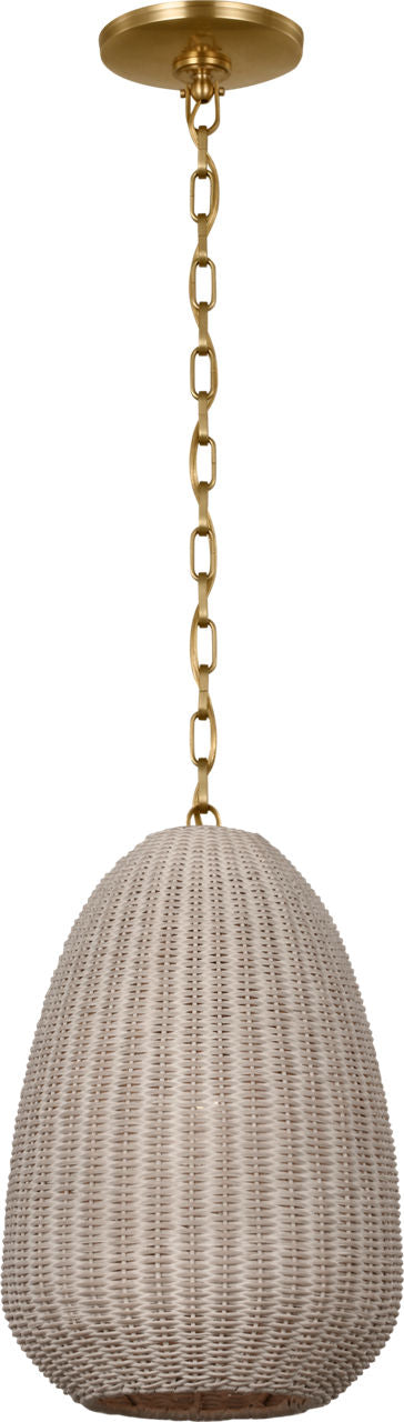 Kokomo 12" Pendant | Antique-Burnished Brass | Ash Wicker Shade