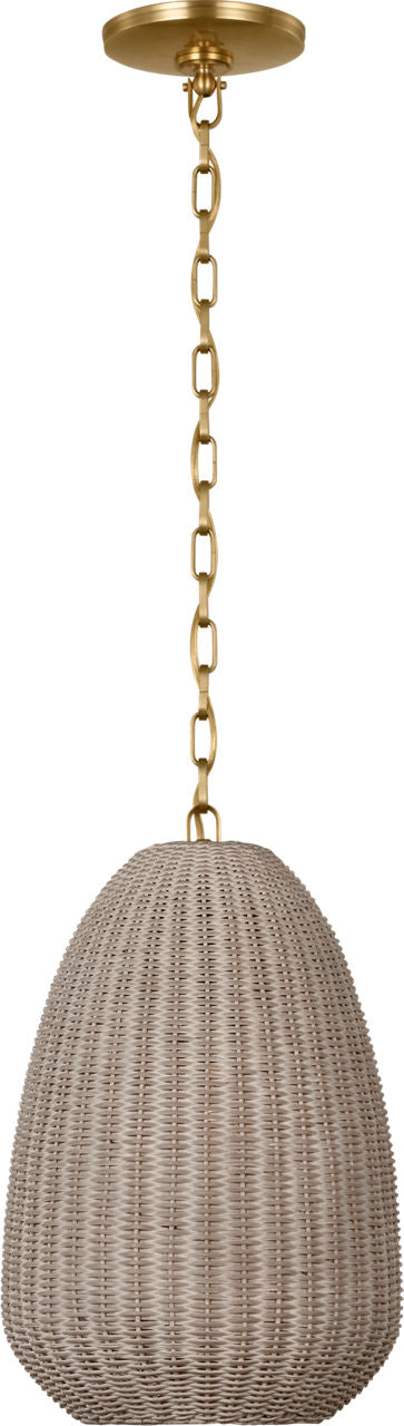 Kokomo 12" Pendant | Antique-Burnished Brass | Ash Wicker Shade