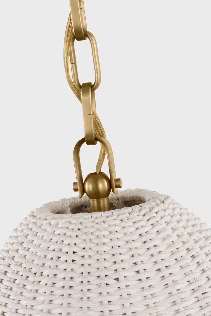Kokomo 12" Pendant | Antique-Burnished Brass | Chalk Wicker Shade