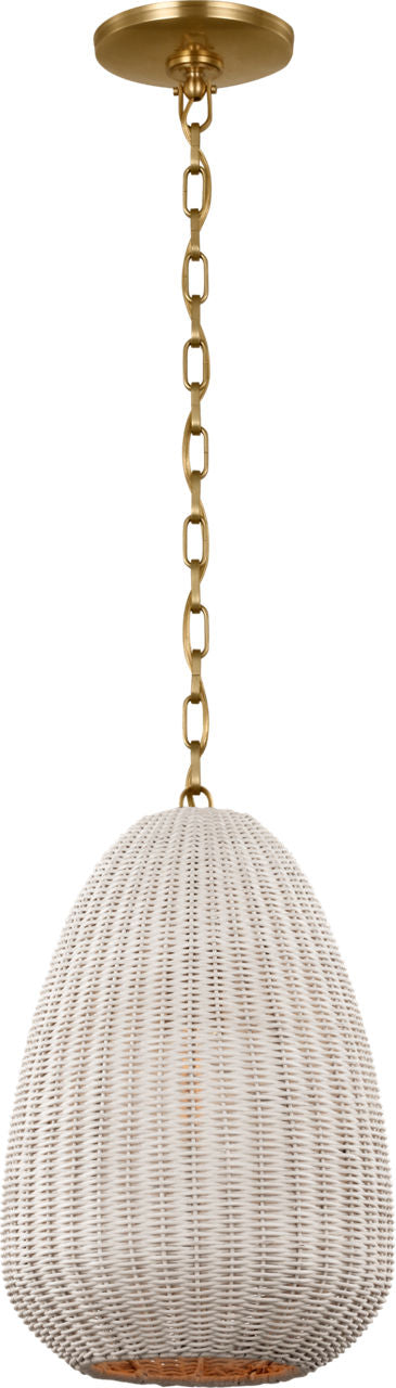 Kokomo 12" Pendant | Antique-Burnished Brass | Chalk Wicker Shade