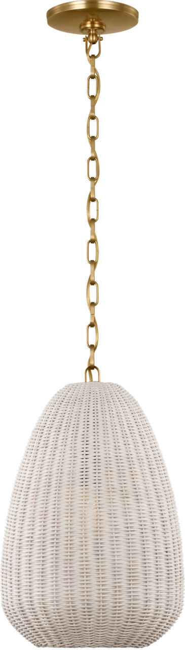 Kokomo 12" Pendant | Antique-Burnished Brass | Chalk Wicker Shade
