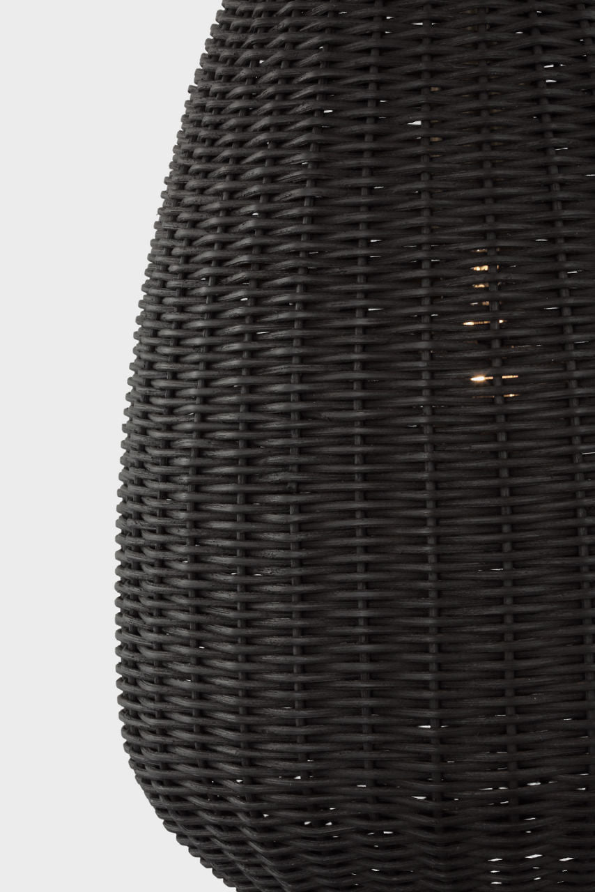 Kokomo 12" Pendant | Antique-Burnished Brass | Charcoal Wicker Shade