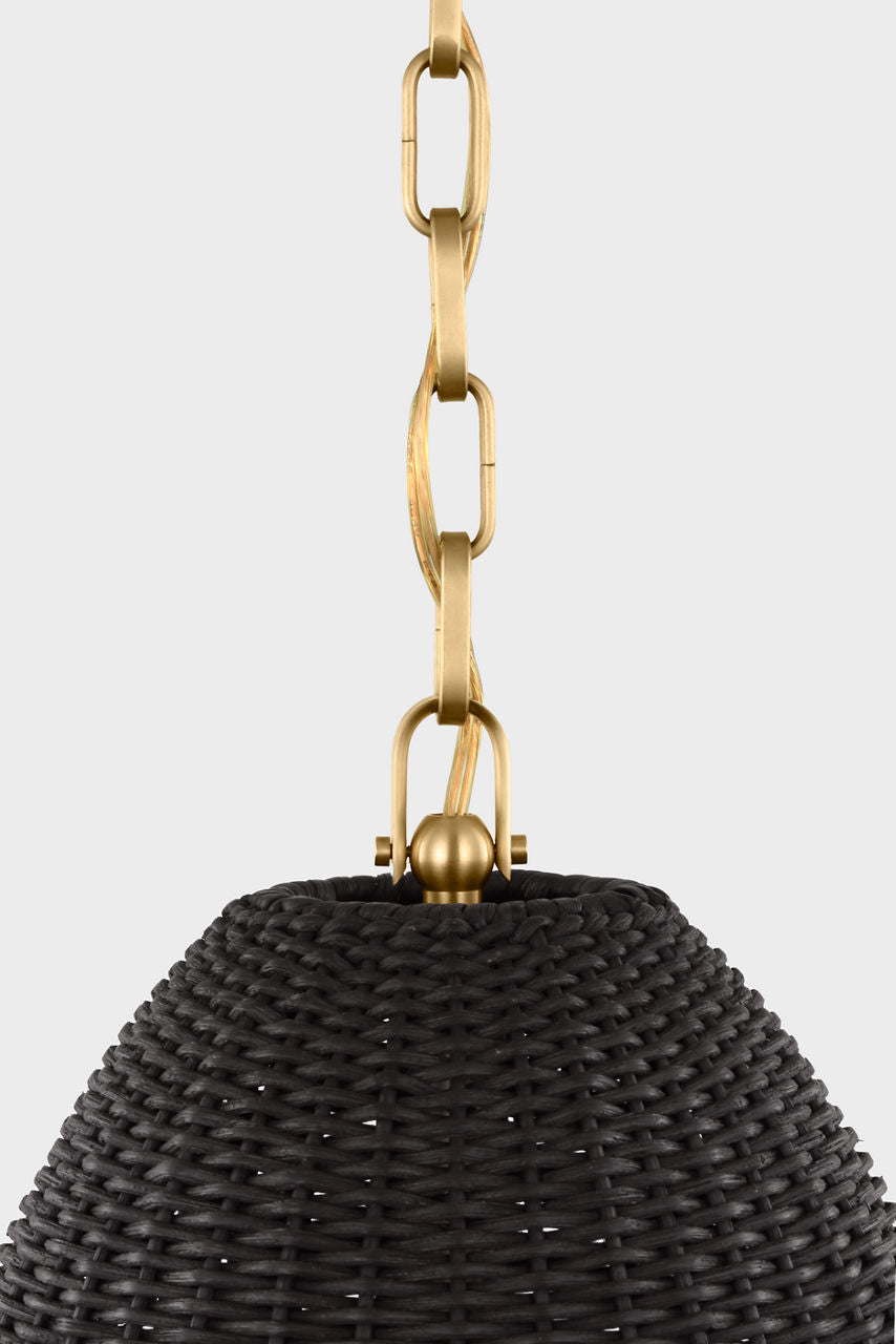 Kokomo 12" Pendant | Antique-Burnished Brass | Charcoal Wicker Shade