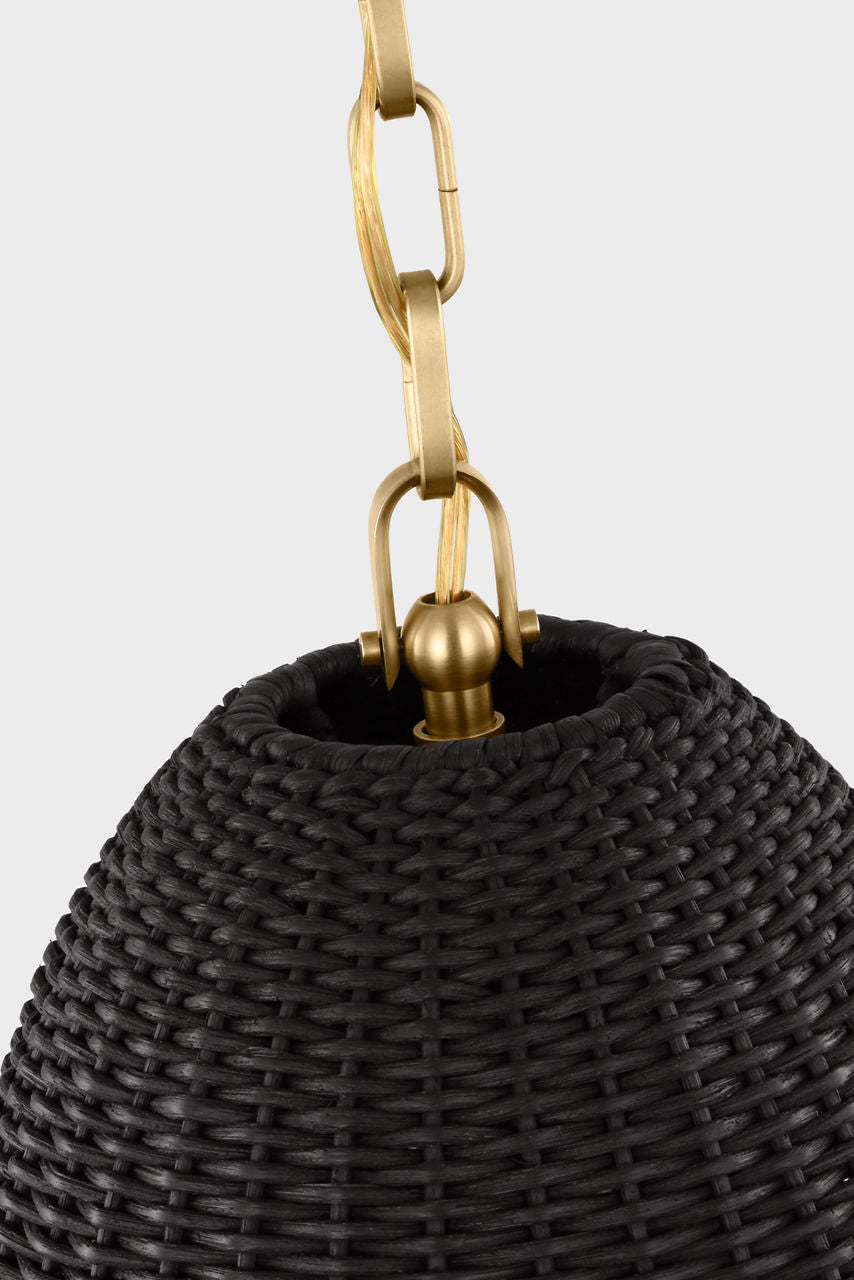 Kokomo 12" Pendant | Antique-Burnished Brass | Charcoal Wicker Shade