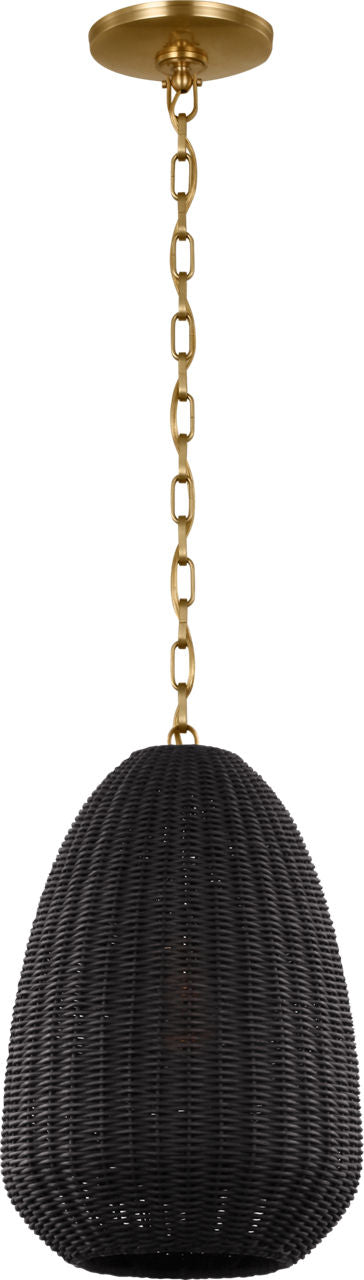 Kokomo 12" Pendant | Antique-Burnished Brass | Charcoal Wicker Shade