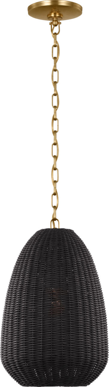 Kokomo 12" Pendant | Antique-Burnished Brass | Charcoal Wicker Shade