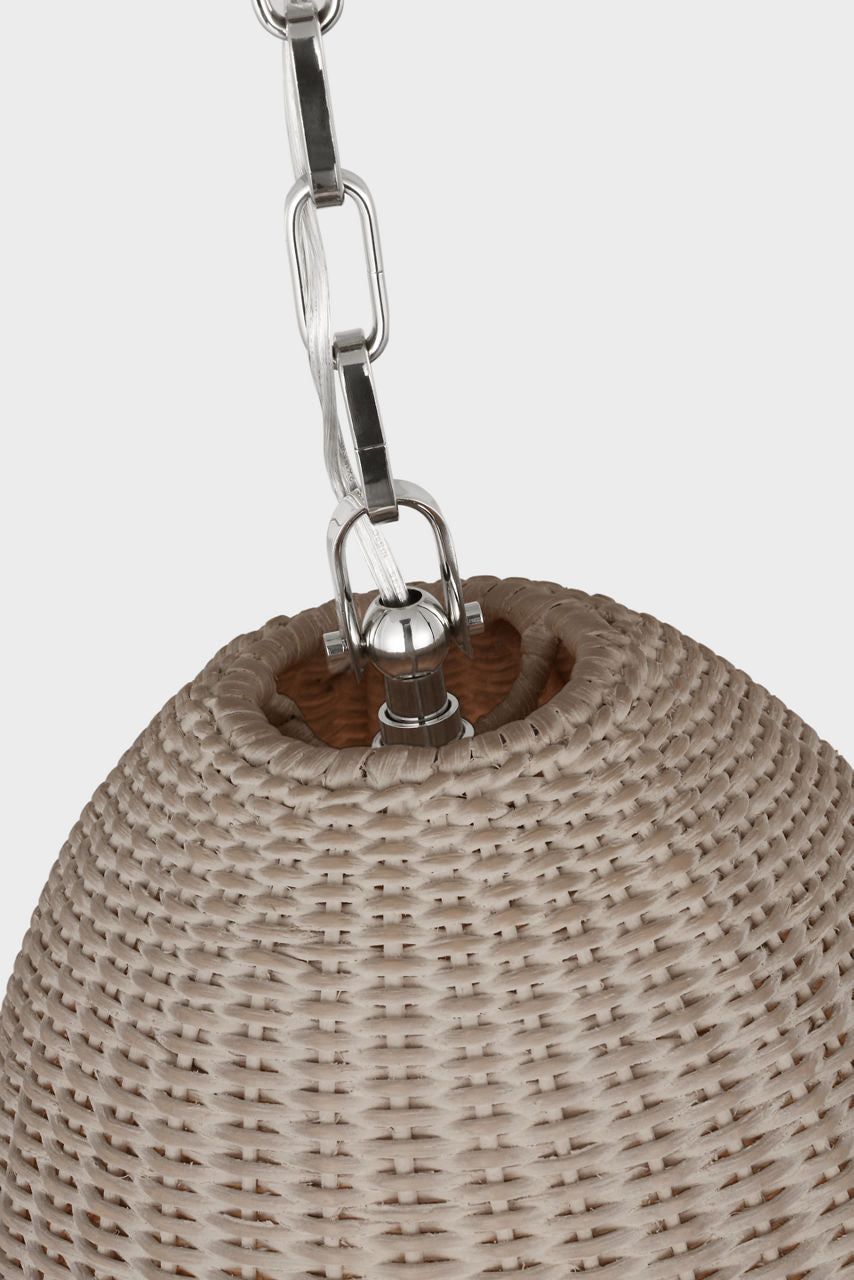 Kokomo 12" Pendant | Polished Nickel | Ash Wicker Shade