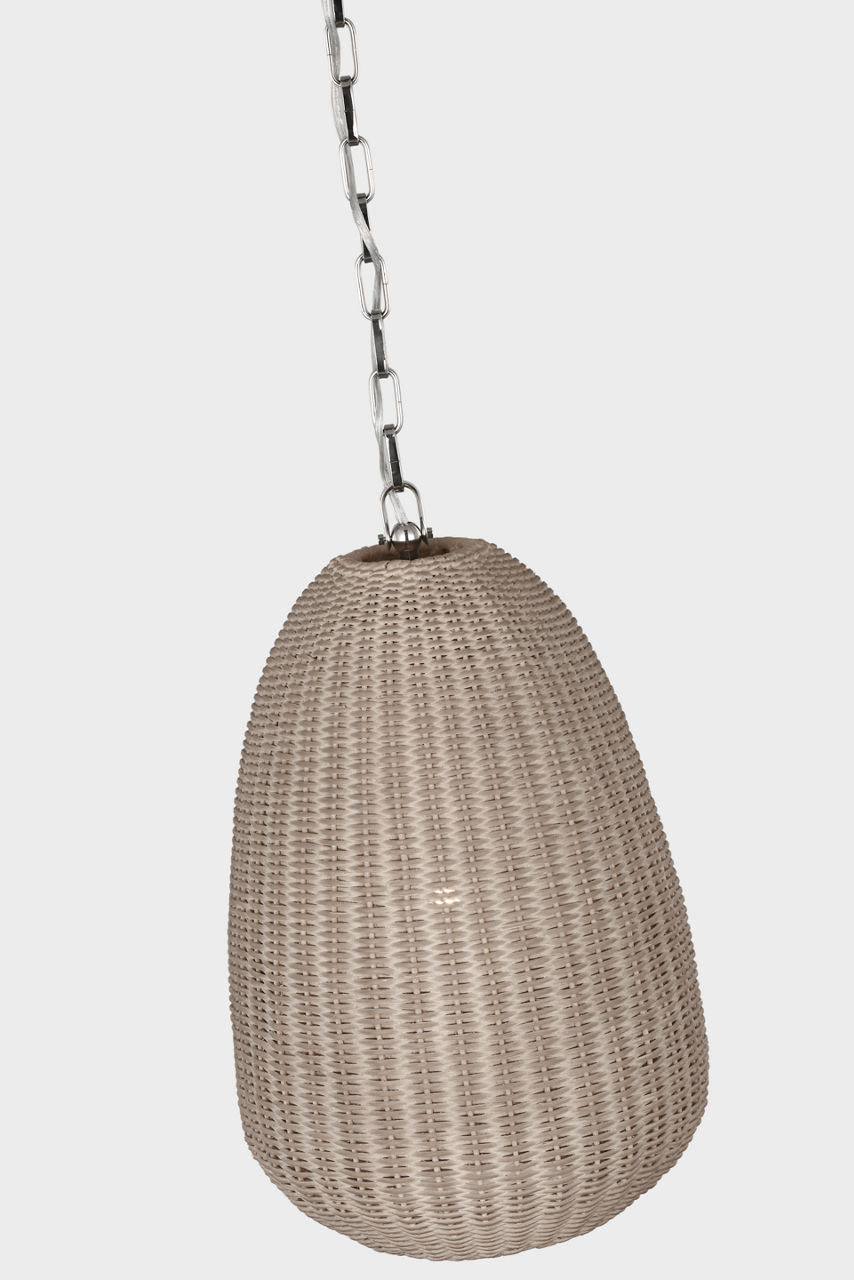 Kokomo 12" Pendant | Polished Nickel | Ash Wicker Shade