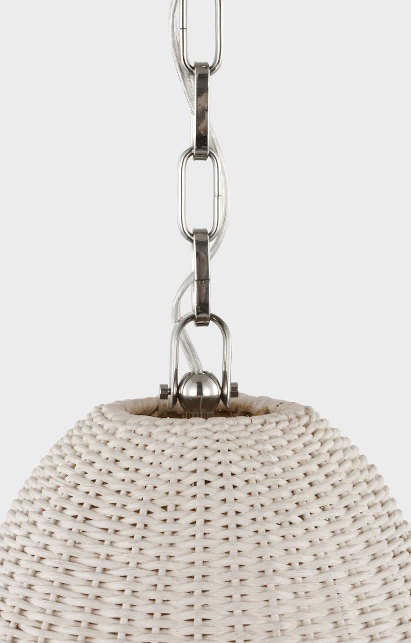 Kokomo 12" Pendant | Polished Nickel | Chalk Wicker Shade