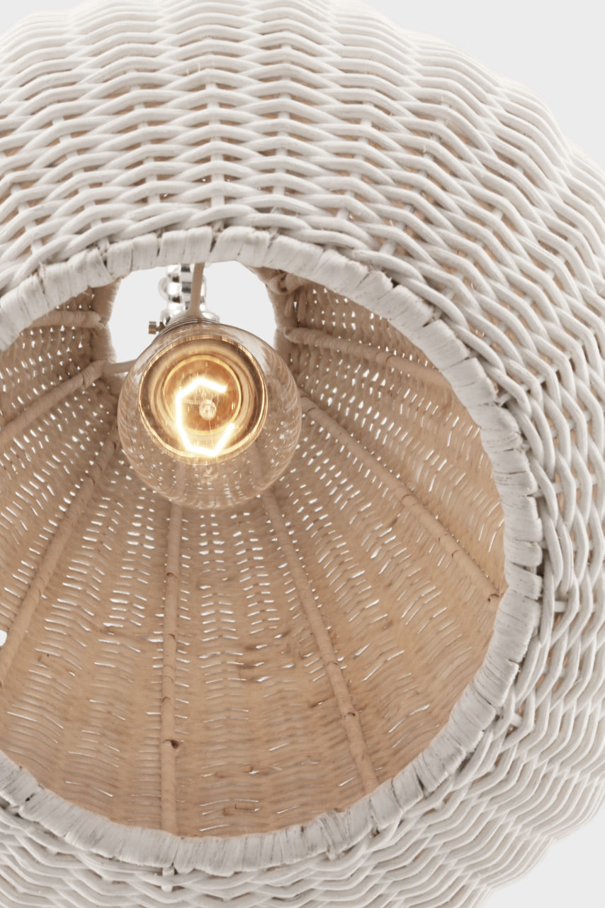 Kokomo 12" Pendant | Polished Nickel | Chalk Wicker Shade