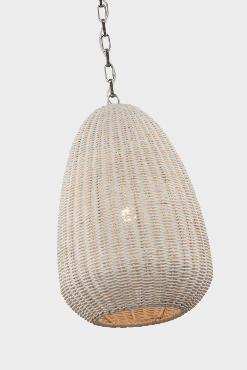 Kokomo 12" Pendant | Polished Nickel | Chalk Wicker Shade