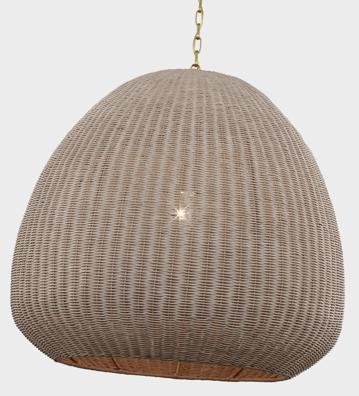 Kokomo 30" Domed Pendant | Antique-Burnished Brass | Ash Wicker Shade