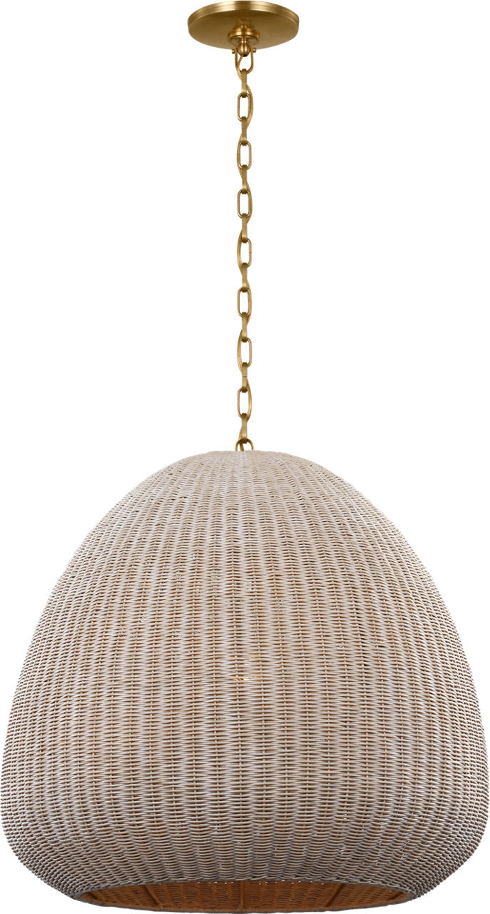 Kokomo 30" Domed Pendant | Antique-Burnished Brass | Ash Wicker Shade