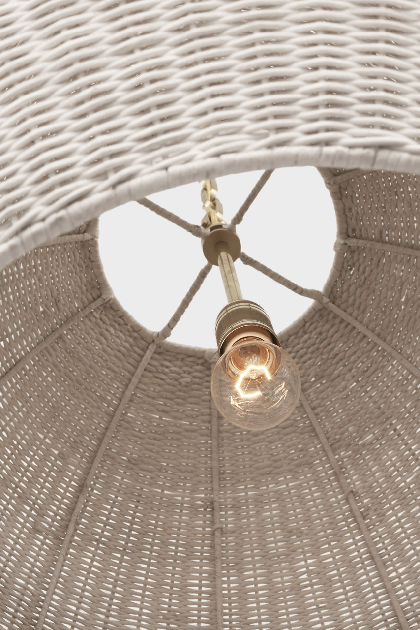 Kokomo 30" Domed Pendant | Antique-Burnished Brass | Chalk Wicker Shade