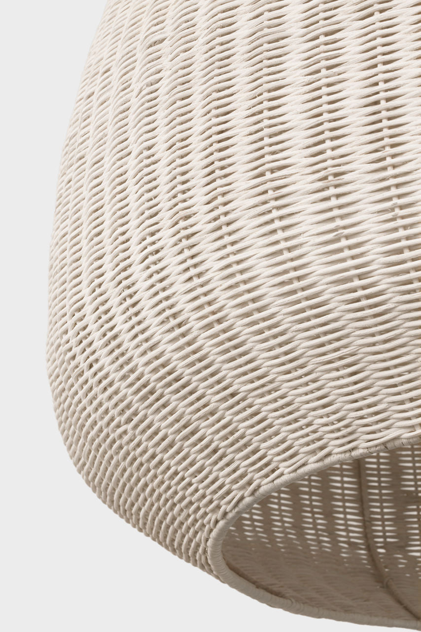 Kokomo 30" Domed Pendant | Antique-Burnished Brass | Chalk Wicker Shade