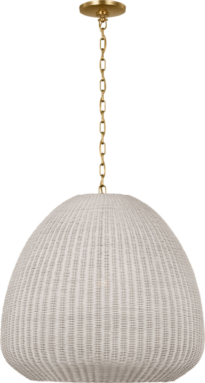 Kokomo 30" Domed Pendant | Antique-Burnished Brass | Chalk Wicker Shade