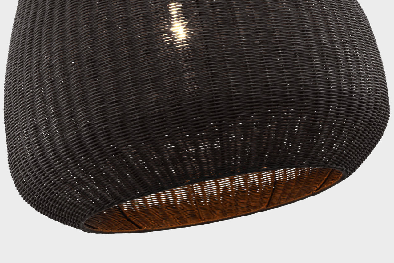 Kokomo 30" Domed Pendant | Bronze | Charcoal Wicker Shade