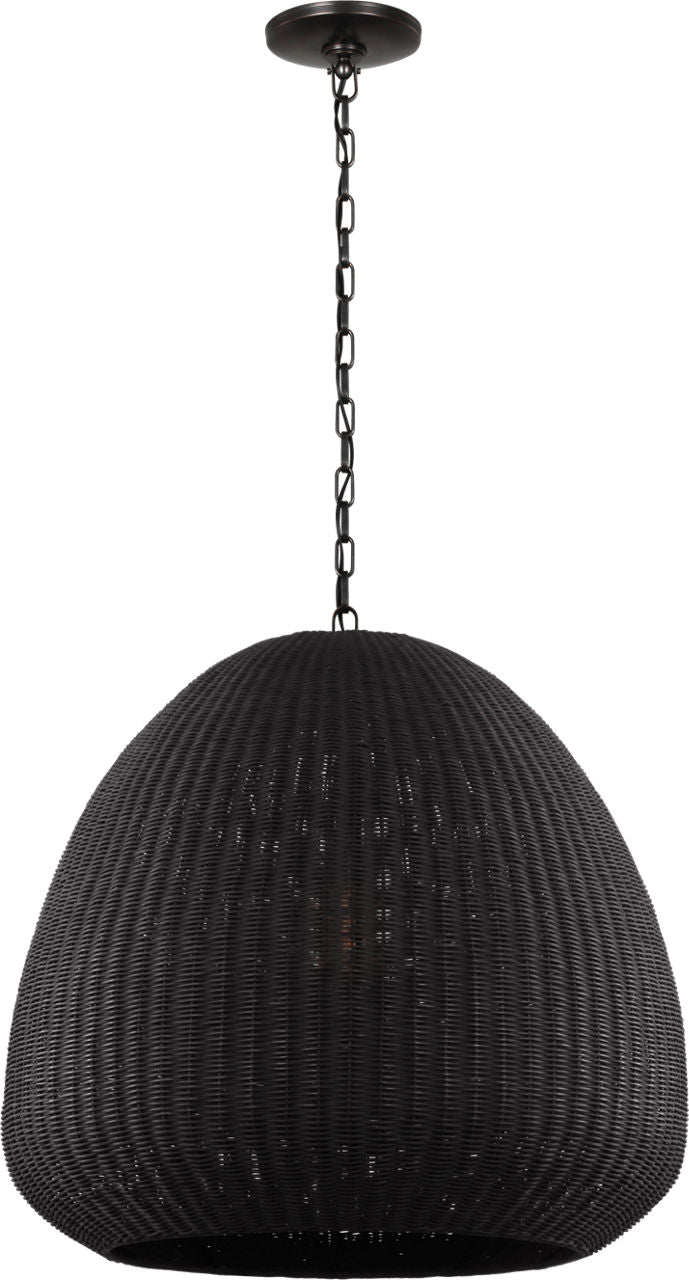 Kokomo 30" Domed Pendant | Bronze | Charcoal Wicker Shade