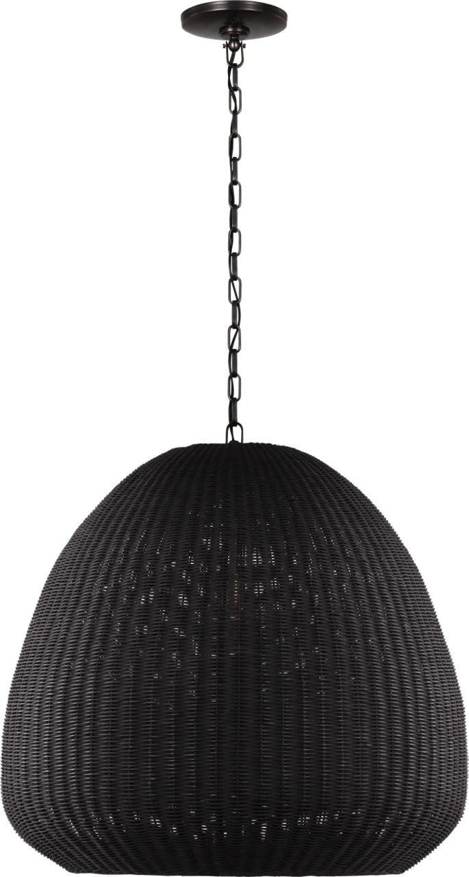 Kokomo 30" Domed Pendant | Bronze | Charcoal Wicker Shade