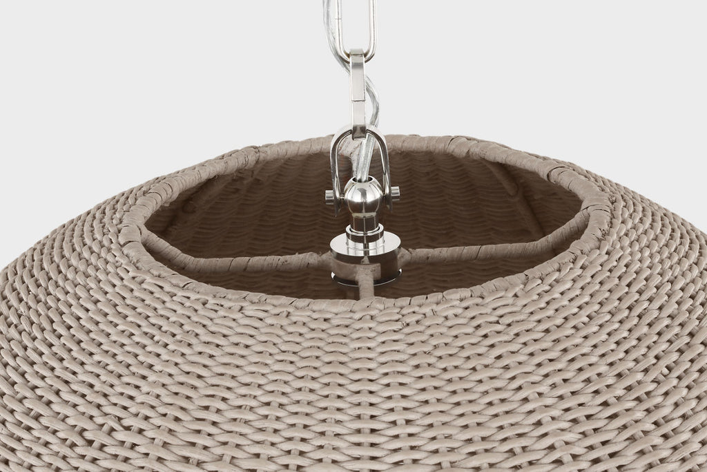Kokomo 30" Domed Pendant | Polished Nickel | Ash Wicker Shade
