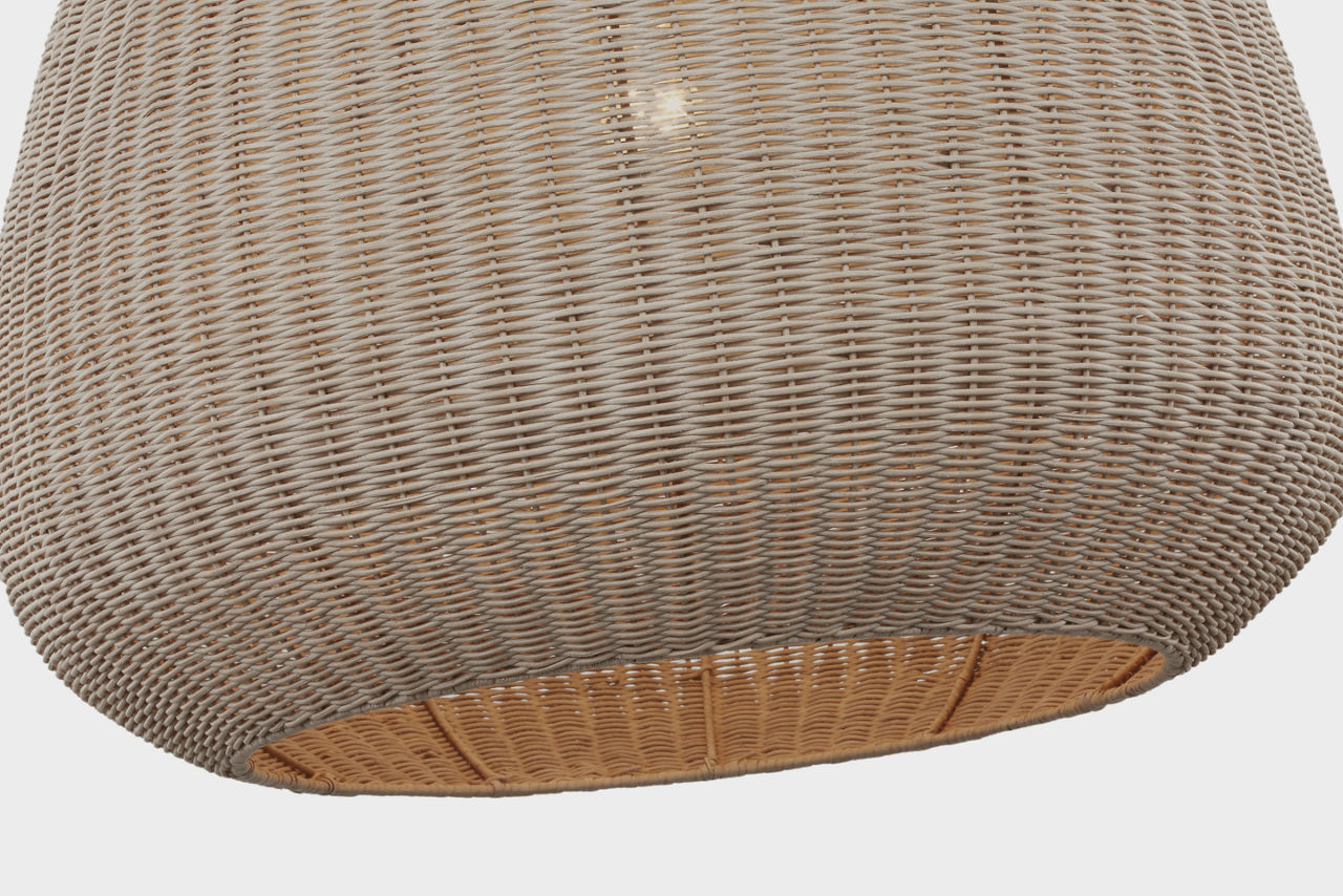 Kokomo 30" Domed Pendant | Polished Nickel | Ash Wicker Shade