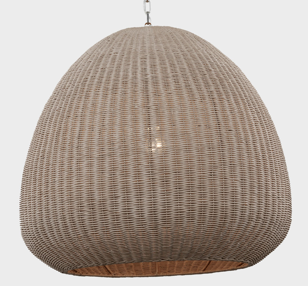 Kokomo 30" Domed Pendant | Polished Nickel | Ash Wicker Shade