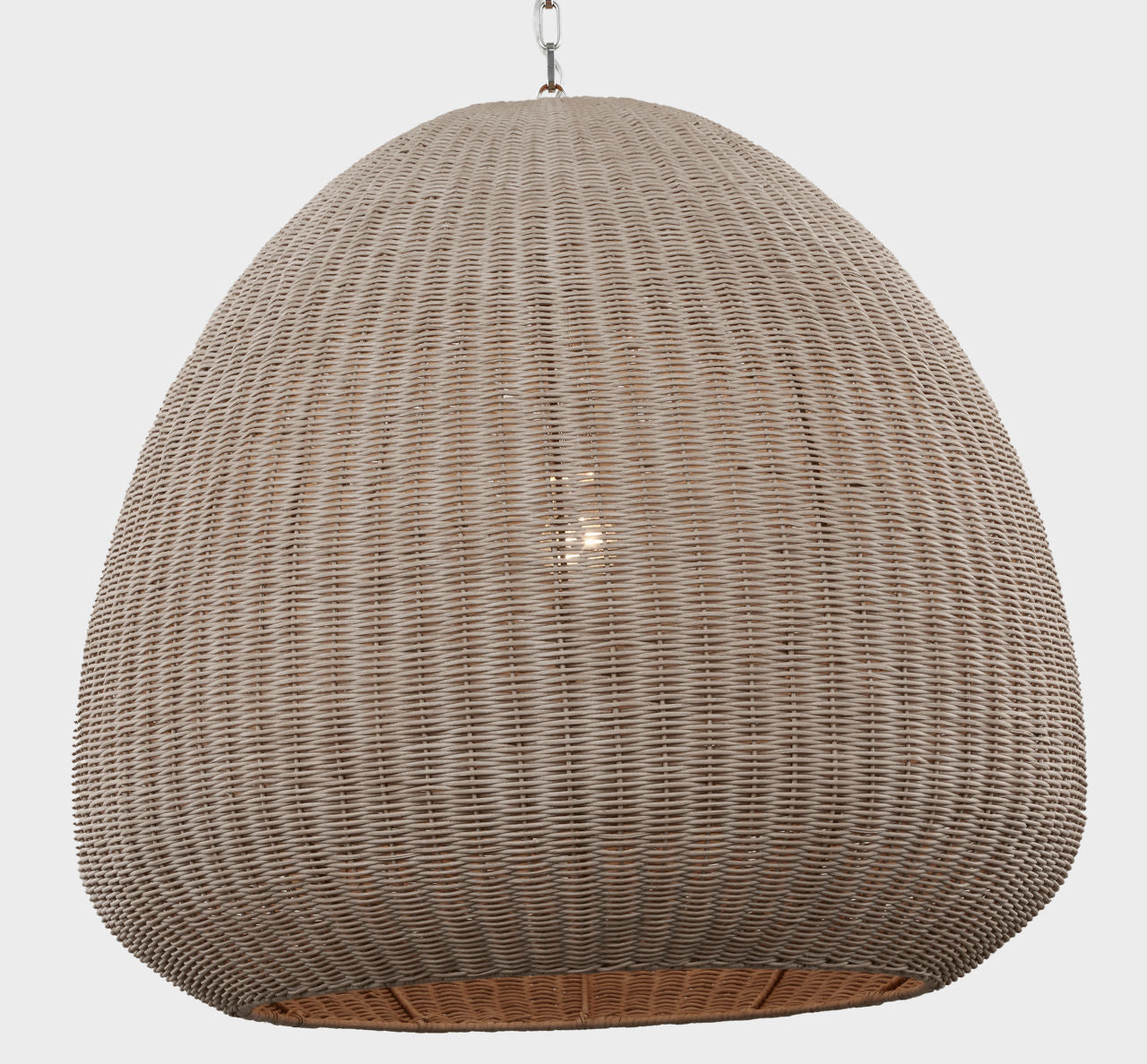 Kokomo 30" Domed Pendant | Polished Nickel | Ash Wicker Shade