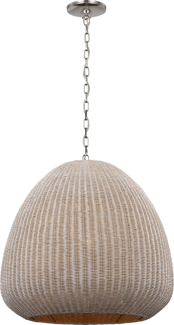 Kokomo 30" Domed Pendant | Polished Nickel | Ash Wicker Shade