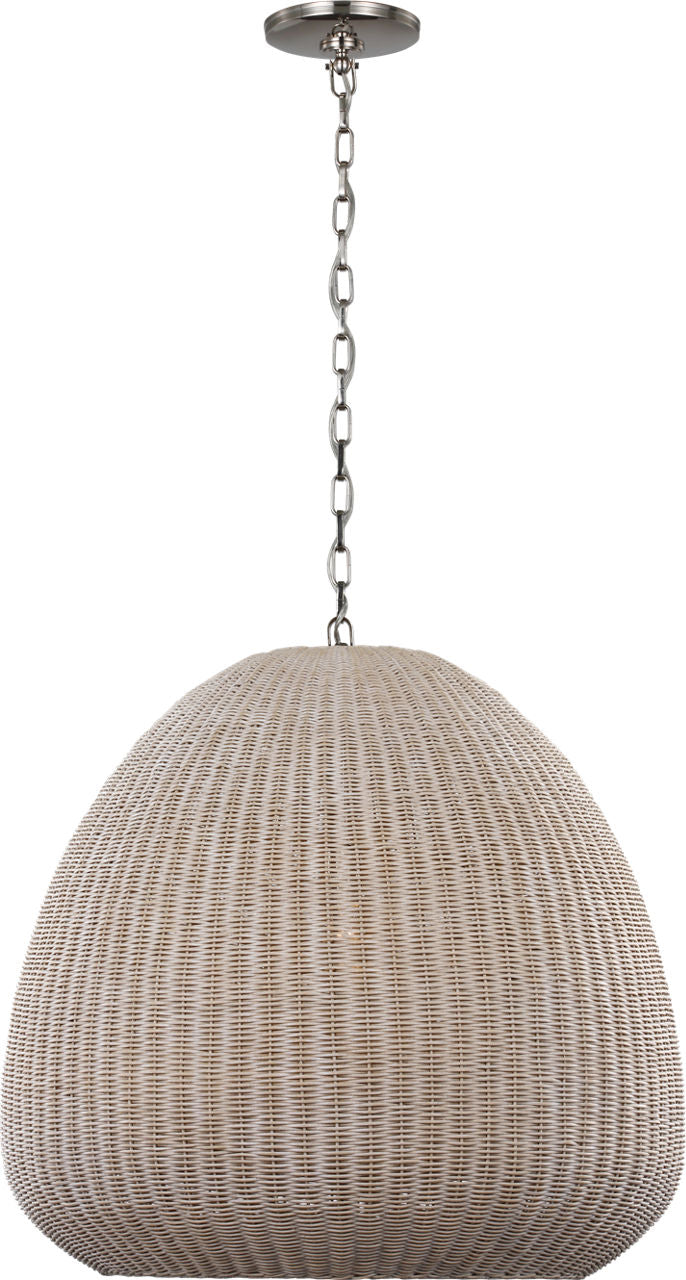 Kokomo 30" Domed Pendant | Polished Nickel | Ash Wicker Shade