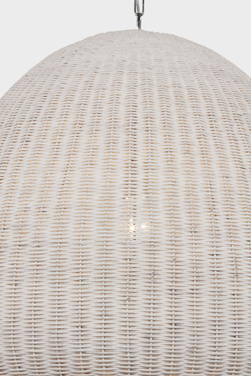 Kokomo 30" Domed Pendant | Polished Nickel | Chalk Wicker Shade