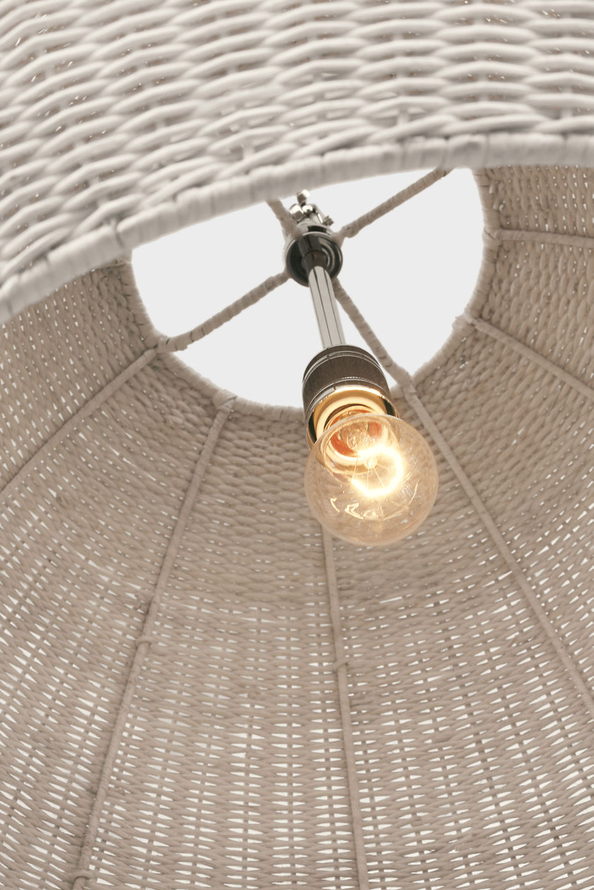Kokomo 30" Domed Pendant | Polished Nickel | Chalk Wicker Shade