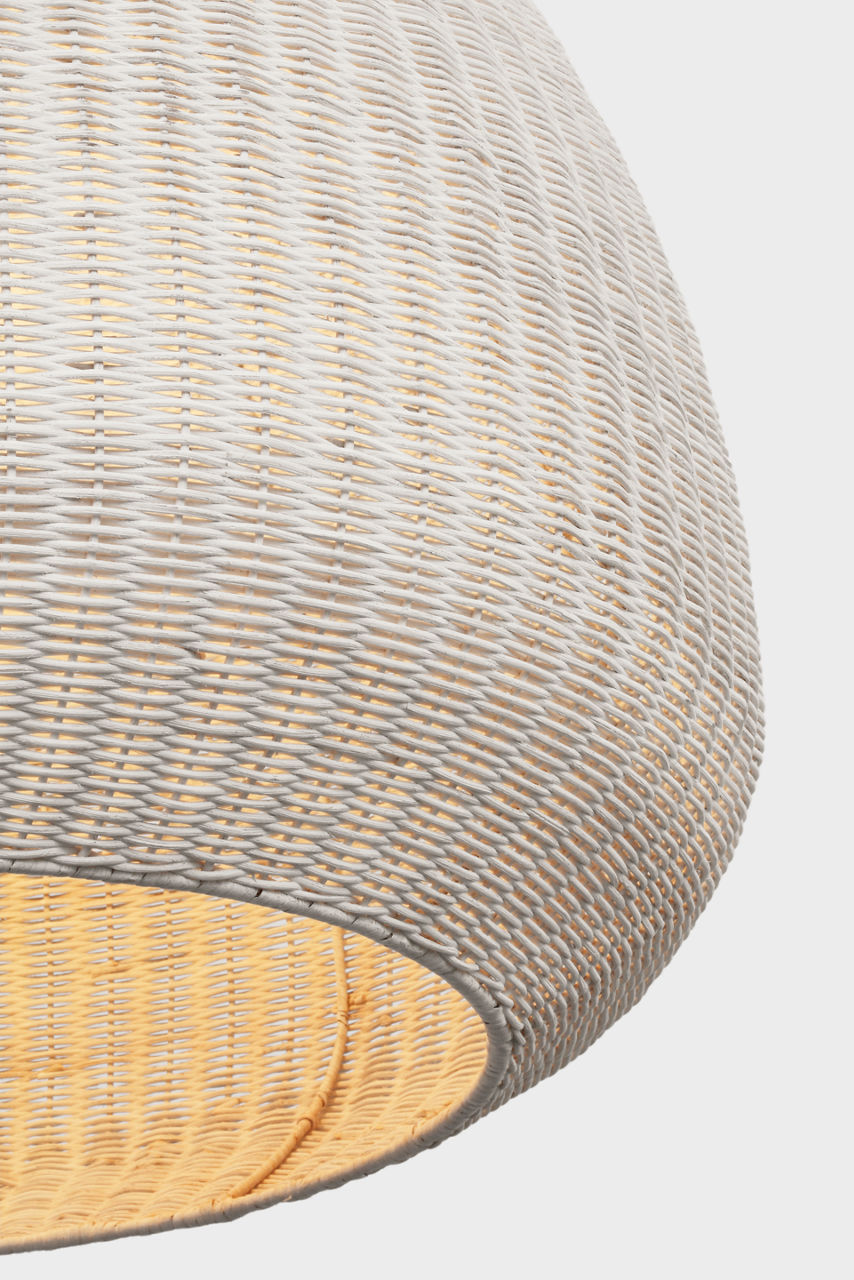 Kokomo 30" Domed Pendant | Polished Nickel | Chalk Wicker Shade