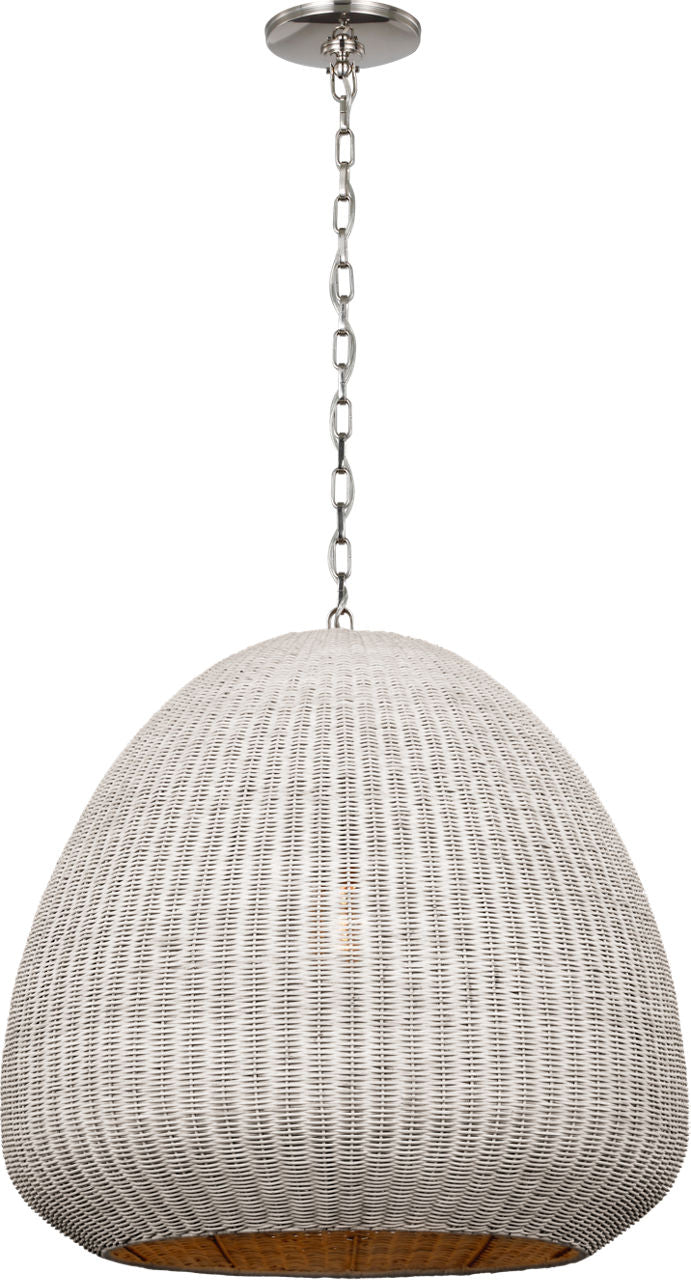Kokomo 30" Domed Pendant | Polished Nickel | Chalk Wicker Shade