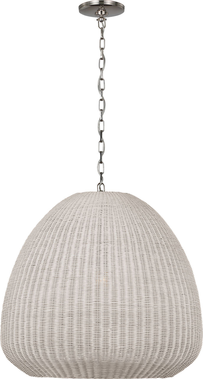 Kokomo 30" Domed Pendant | Polished Nickel | Chalk Wicker Shade