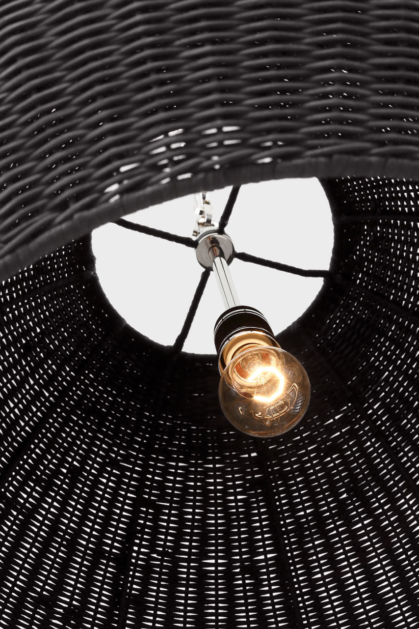 Kokomo 30" Domed Pendant | Polished Nickel | Charcoal Wicker Shade