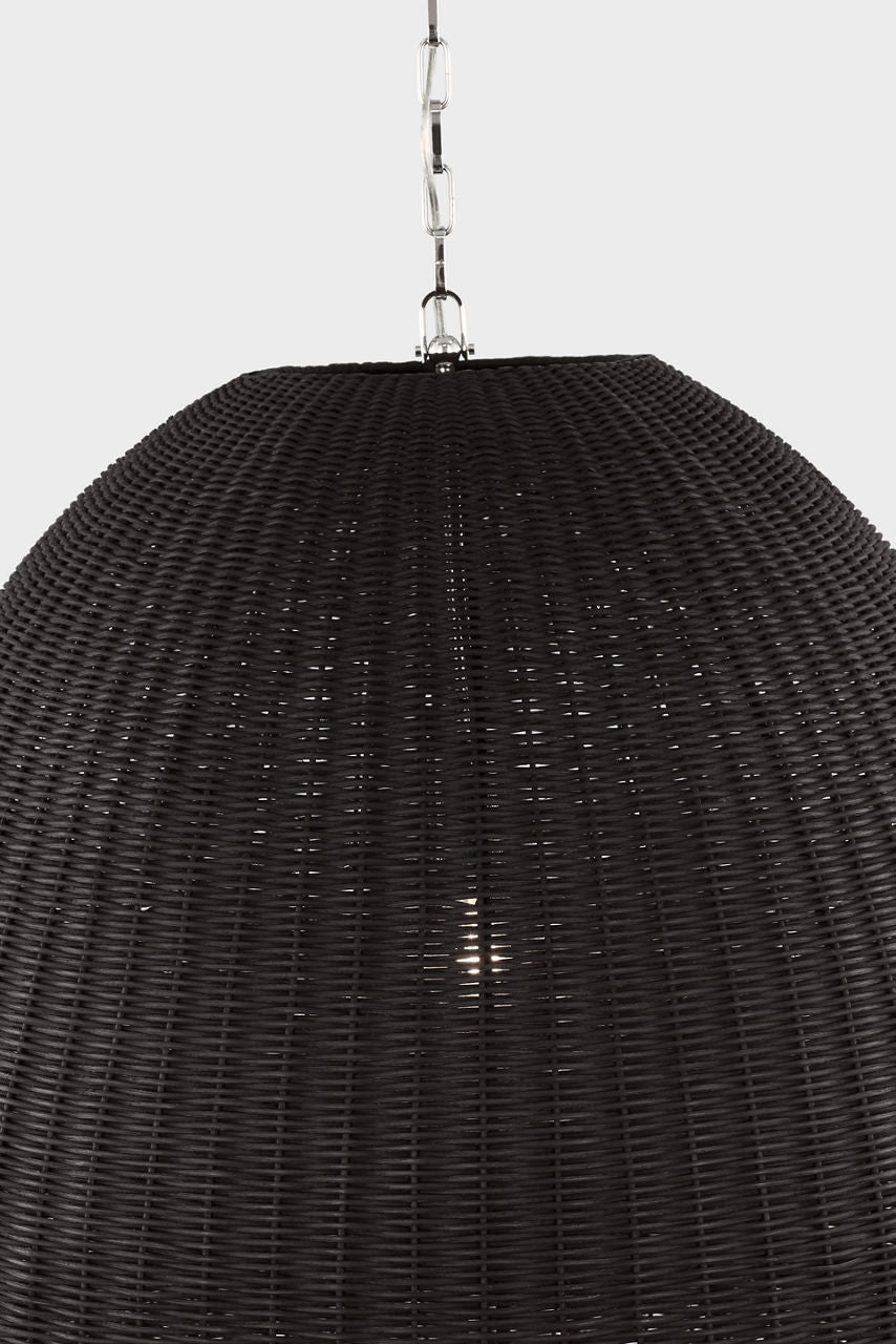 Kokomo 30" Domed Pendant | Polished Nickel | Charcoal Wicker Shade