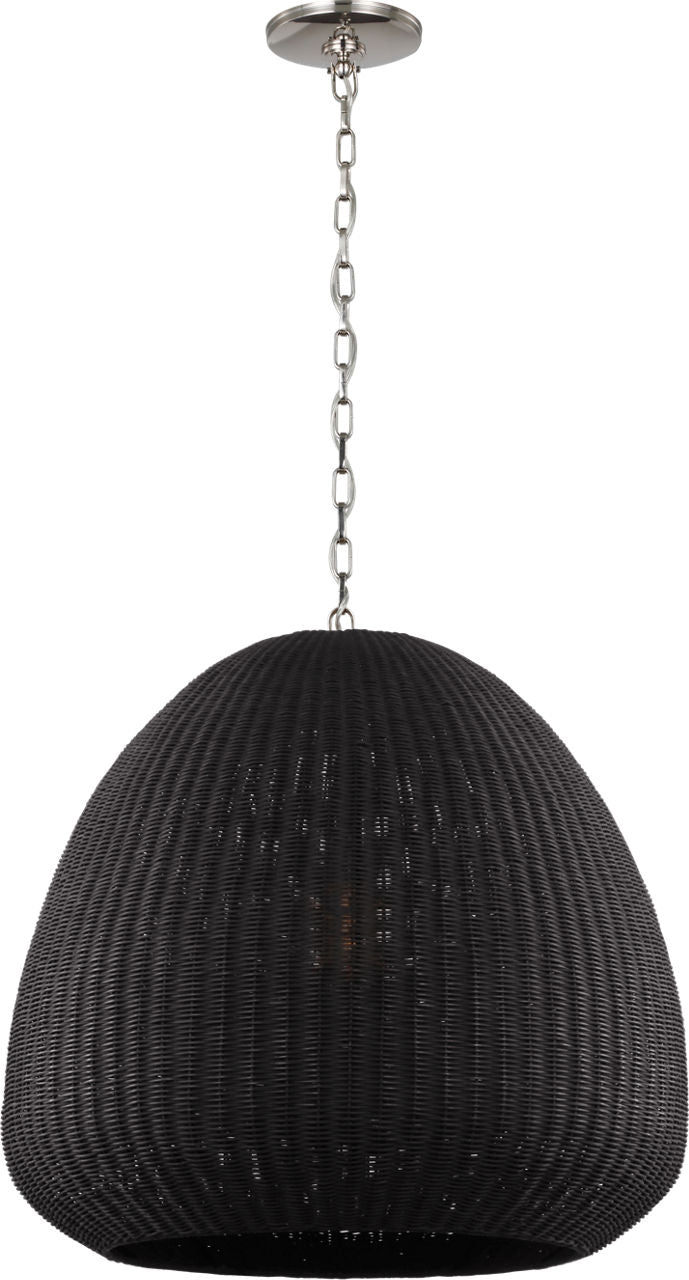 Kokomo 30" Domed Pendant | Polished Nickel | Charcoal Wicker Shade