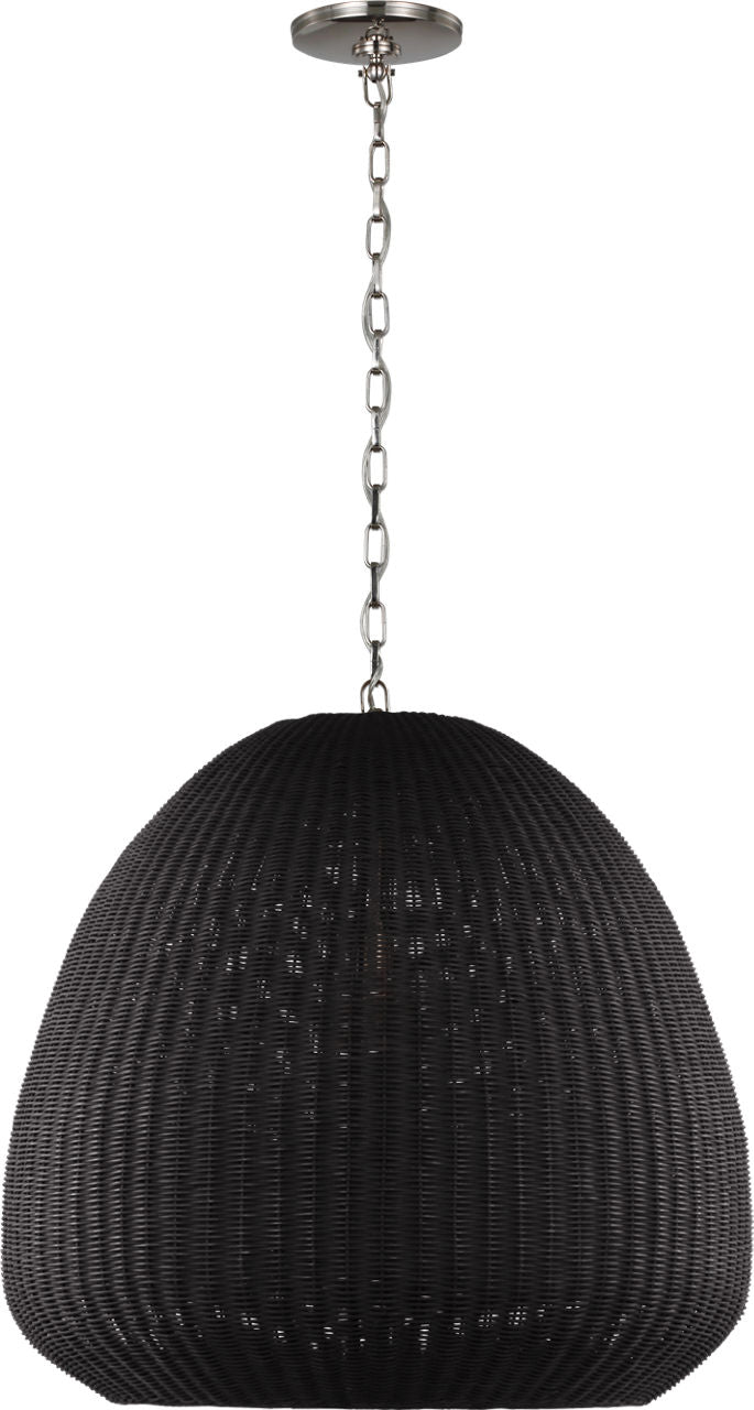 Kokomo 30" Domed Pendant | Polished Nickel | Charcoal Wicker Shade