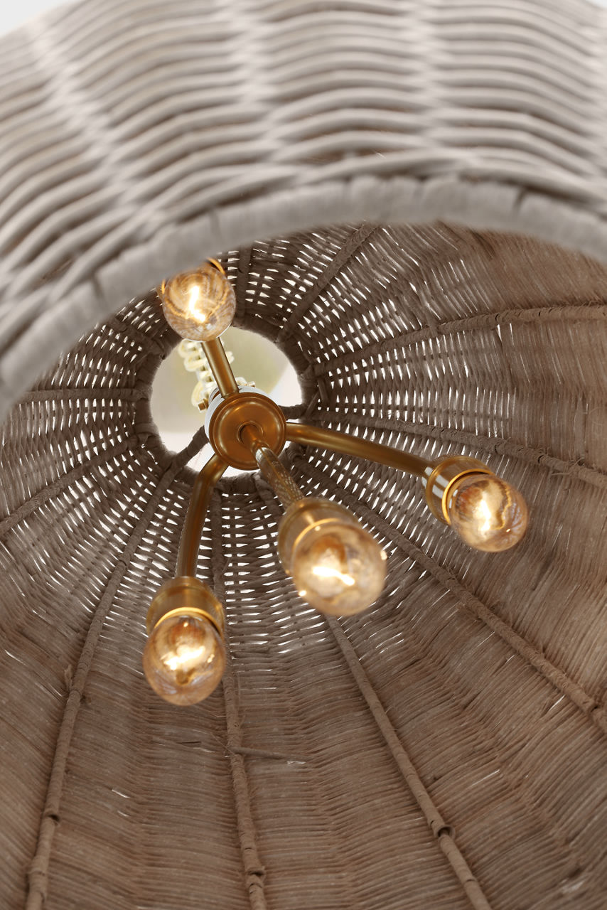 Kokomo 15" Elongated Pendant | Antique-Burnished Brass | Ash Wicker Shade