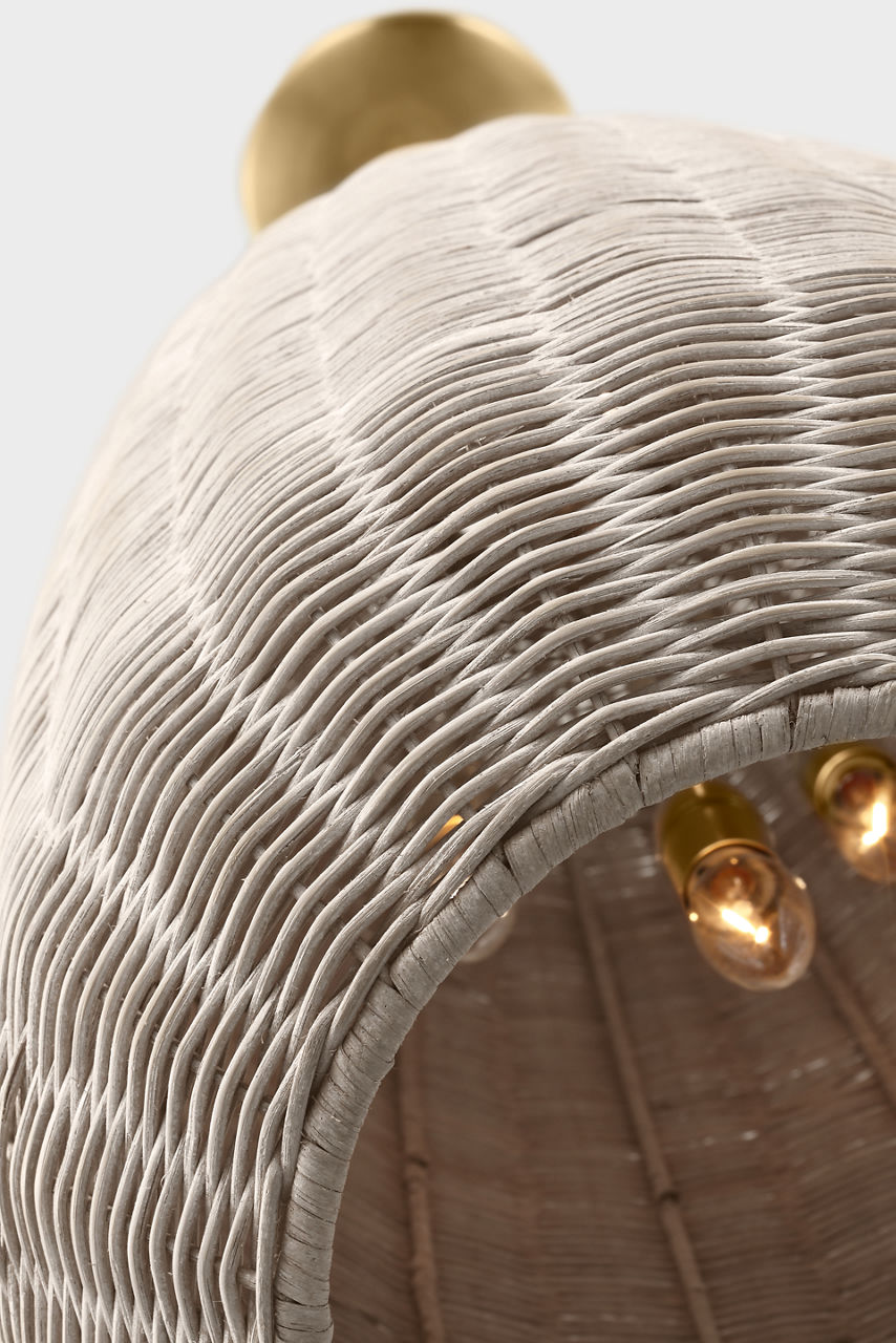 Kokomo 15" Elongated Pendant | Antique-Burnished Brass | Ash Wicker Shade