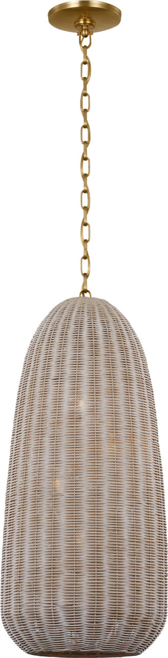 Kokomo 15" Elongated Pendant | Antique-Burnished Brass | Ash Wicker Shade