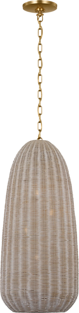 Kokomo 15" Elongated Pendant | Antique-Burnished Brass | Ash Wicker Shade