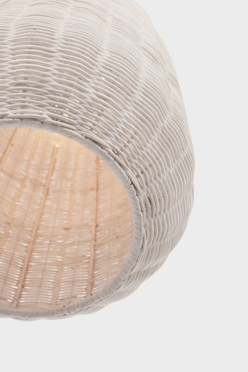 Kokomo 15" Elongated Pendant | Antique-Burnished Brass | Chalk Wicker Shade