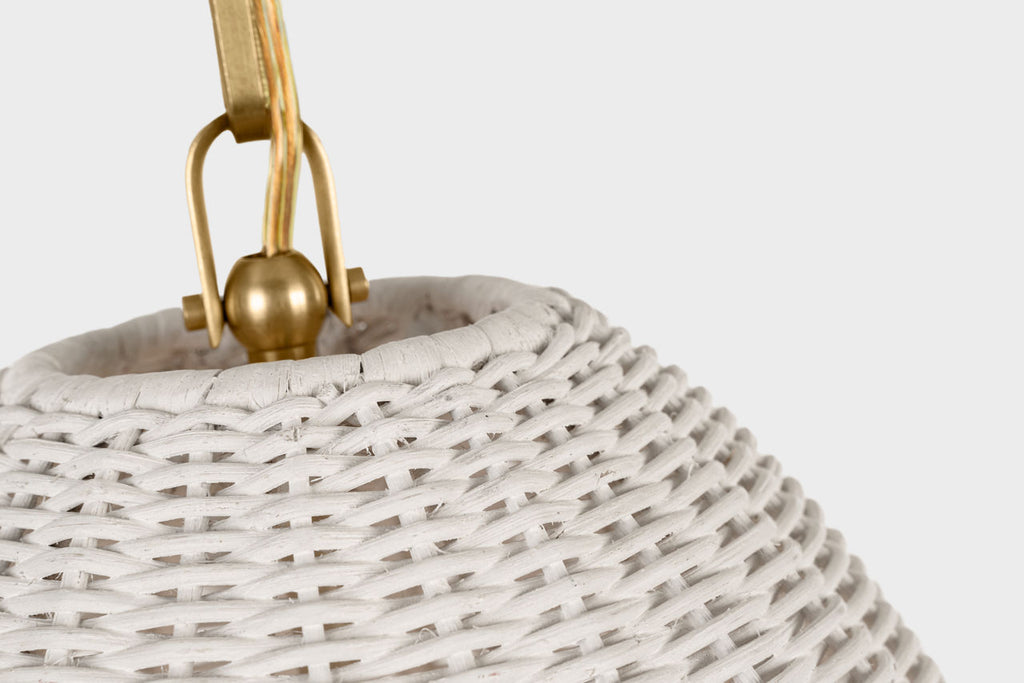 Kokomo 15" Elongated Pendant | Antique-Burnished Brass | Chalk Wicker Shade