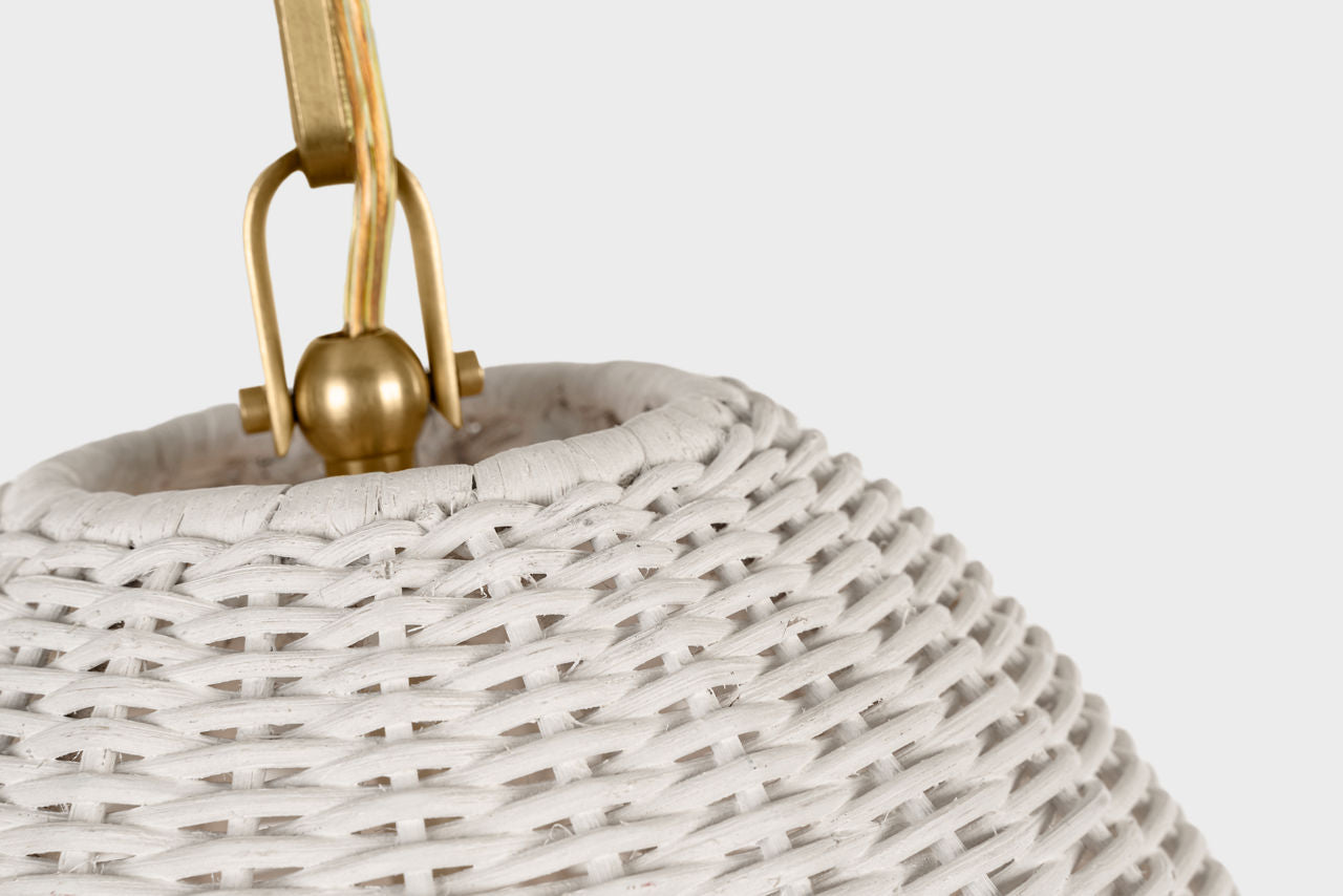 Kokomo 15" Elongated Pendant | Antique-Burnished Brass | Chalk Wicker Shade