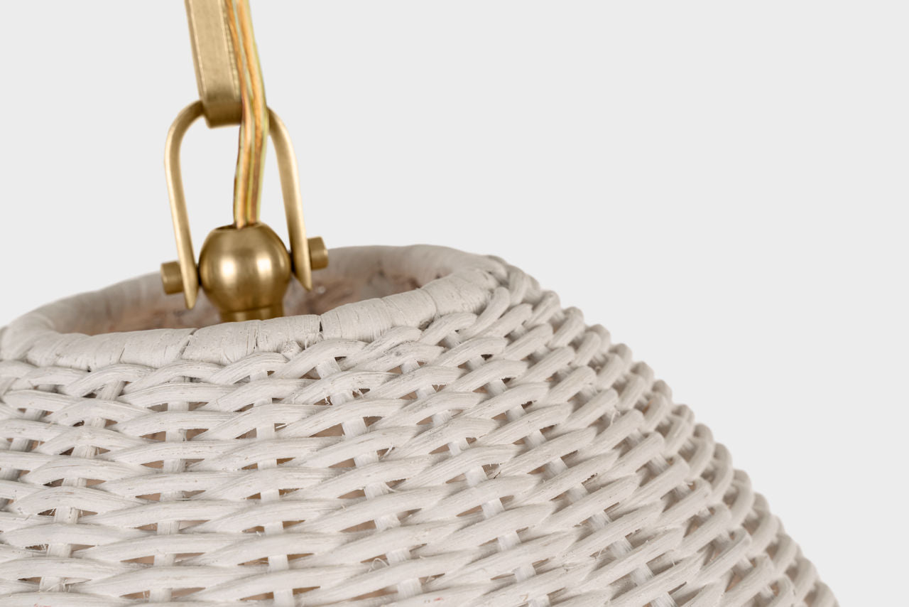 Kokomo 15" Elongated Pendant | Antique-Burnished Brass | Chalk Wicker Shade