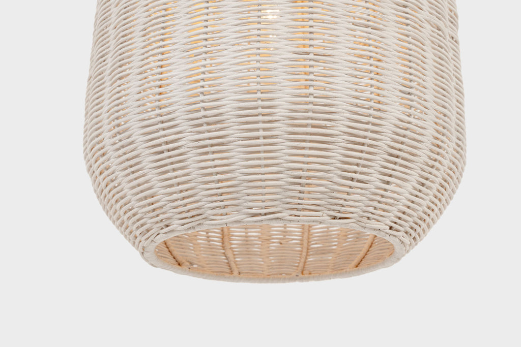 Kokomo 15" Elongated Pendant | Antique-Burnished Brass | Chalk Wicker Shade