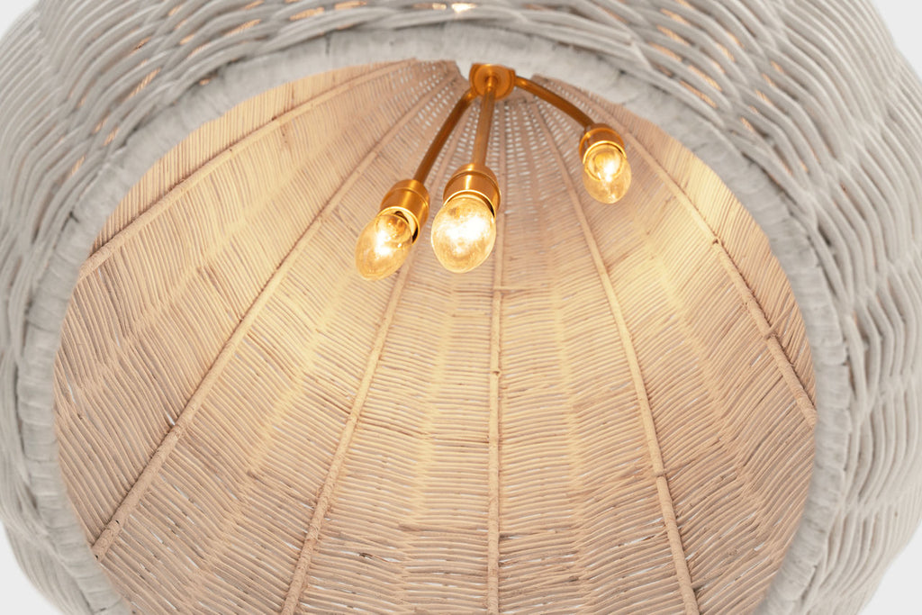 Kokomo 15" Elongated Pendant | Antique-Burnished Brass | Chalk Wicker Shade