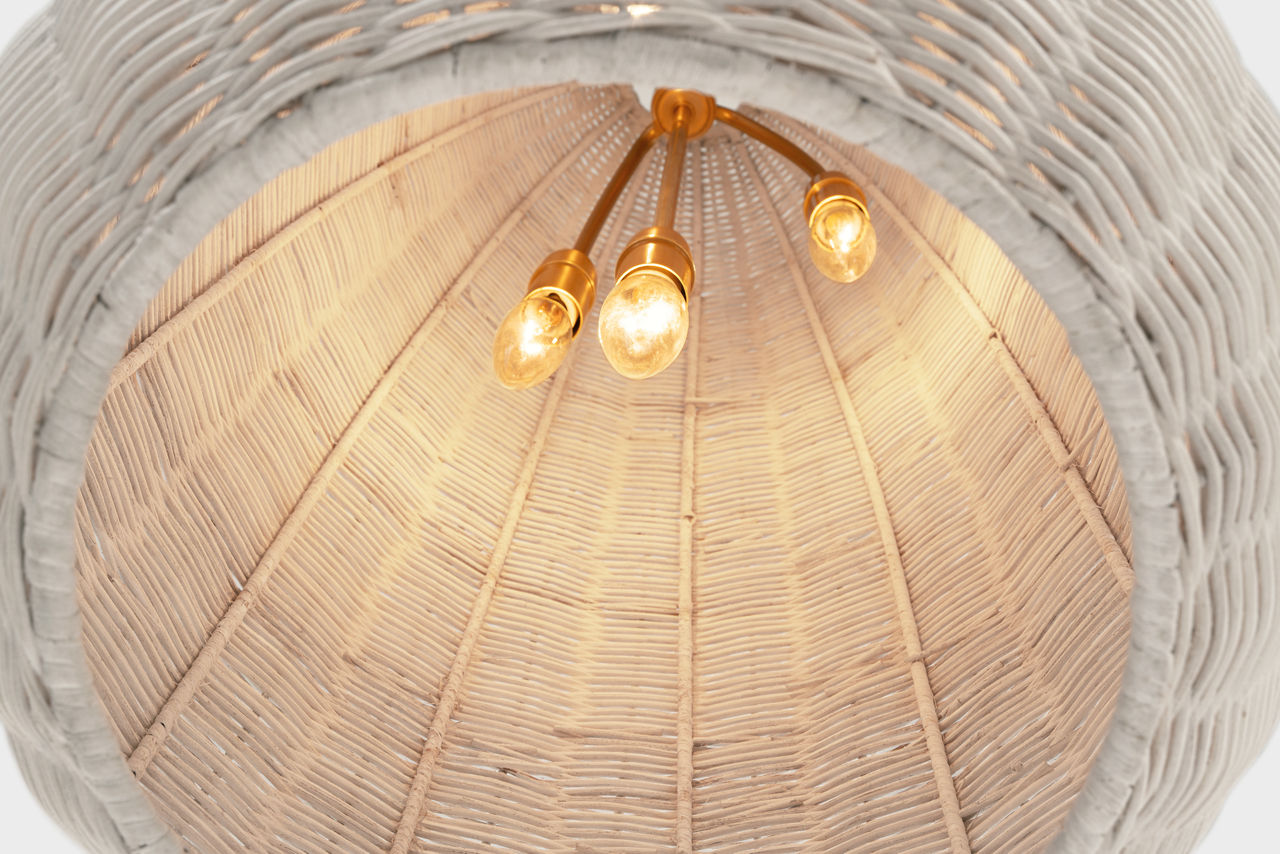 Kokomo 15" Elongated Pendant | Antique-Burnished Brass | Chalk Wicker Shade